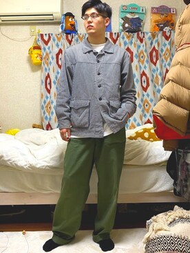 「Ray-Ban（レイバン）のRay-Ban / Wayfarer CLR（メガネ）」を使った、大吉さん（メンズ・174cm）の春コーディネート