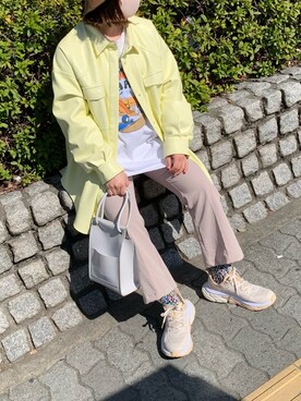 「YAHKI（ヤーキ）のアイテム（バッグ、グレー系）」を使った、もみじさん（レディース・149cm）の冬コーディネート