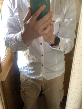 「PLUS ONEのアイテム（シャツ/ブラウス、ホワイト系）」を使った、 NEOakiradjさん（メンズ・180cm）の秋コーディネート