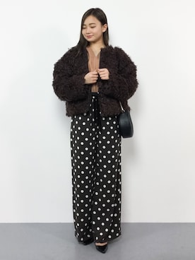 「ドットパンツ」｜「アイテム（ブルゾン）」を使った、  𝑅𝐼𝑁𝐴さん（レディース・151cm）の冬コーディネート