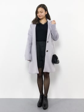 「archives（アルシーヴ）のアイテム（チェスターコート）」を使った、  𝑅𝐼𝑁𝐴さん（レディース・151cm）の冬コーディネート