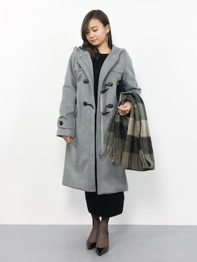 「フードコート」｜「アイテム（ダッフルコート）」を使った、  𝑅𝐼𝑁𝐴さん（レディース・150cm）の冬コーディネート