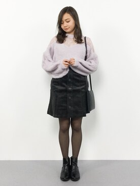 「earth music&ecology（アースミュージックアンドエコロジー）の・コーデュロイミニタイトスカート（スカート）」を使った、  𝑅𝐼𝑁𝐴さん（レディース・150cm）の冬コーディネート