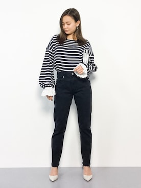 「ガールフレンドデニム」｜  𝑅𝐼𝑁𝐴さん（レディース・150cm）の冬コーディネート