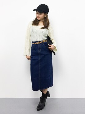 「透かし編みニット」｜  𝑅𝐼𝑁𝐴さん（レディース・150cm）の冬コーディネート