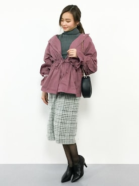 「one after another NICE CLAUP（ワンアフターアナザーナイスクラップ）のアイテム（ミリタリージャケット）」を使った、  𝑅𝐼𝑁𝐴さん（レディース・150cm）の冬コーディネート