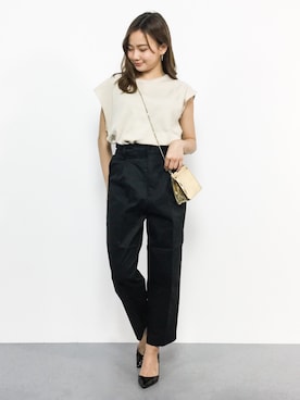 「select MOCA（セレクトモカ）のハイウエストシルエットツイルテーパードパンツ（その他パンツ）」を使った、  𝑅𝐼𝑁𝐴さん（レディース・150cm）の春コーディネート