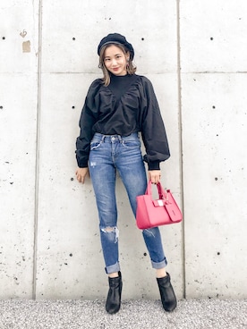「Guess（ゲス）のアイテム（ブーツ）」を使った、  𝑅𝐼𝑁𝐴さん（レディース・150cm）の秋コーディネート