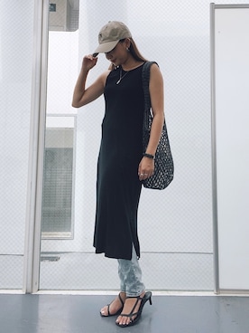 「H&M（エイチ・アンド・エム）のアイテム（かごバッグ）」を使った、  𝑅𝐼𝑁𝐴さん（レディース・150cm）の夏コーディネート