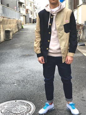 「ロールアップ」｜「アイテム（カバーオール）」を使った、n.nさん（メンズ・173cm）の春コーディネート