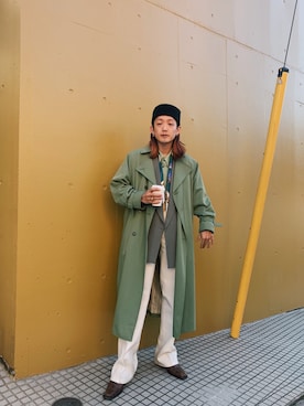「SLY（スライ）のアイテム（トレンチコート）」を使った、Canさん（メンズ・164cm）の冬コーディネート