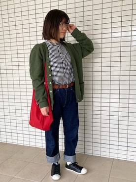 「アイテム（レインシューズ、ホワイト系）」を使った、azumiさん（レディース・155cm）の春コーディネート