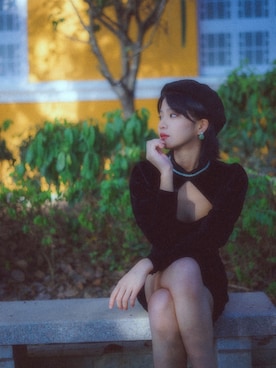 「休闲」｜「アイテム（ハンチング/ベレー帽）」を使った、HiMoonさん（レディース・163cm）の冬コーディネート