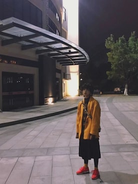 「休闲」｜「アイテム（ピーコート）」を使った、HiMoonさん（レディース・163cm）の冬コーディネート