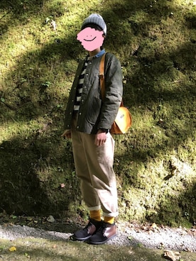 「黄色」｜「アイテム（ノーカラージャケット）」を使った、あさすさん（レディース・168cm）の秋コーディネート