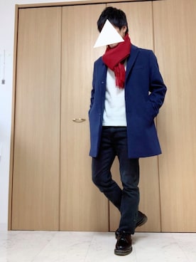 「INHERIT（インヘリット）のアイテム（チェスターコート）」を使った、masaさん（メンズ・161cm）の秋コーディネート