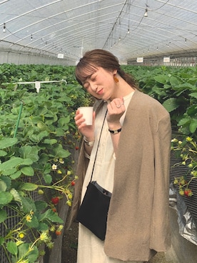 「イチゴ狩り」｜「アイテム（ジャケット/アウター）」を使った、yuiさん（レディース・156cm）の春コーディネート