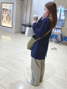 yuiさんの「ワイドフィットカーブジャージーパンツ(丈標準72～74cm）」を使ったコーディネート