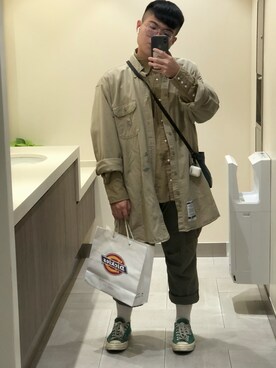 「Carhartt WIP（カーハートダブリューアイピー）のアイテム（チノパンツ）」を使った、Haoooさん（メンズ・165cm）の冬コーディネート