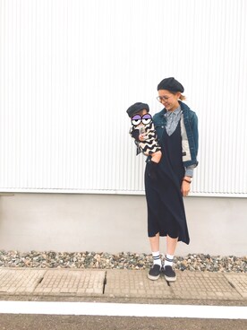 「ベレー帽推奨委員会」｜「アイテム（デニムジャケット）」を使った、KiKuuuさん（レディース・160cm）の秋コーディネート