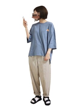 「haco!（ハコ）のpolka polka スポーツサンダル（サンダル）」を使った、あるぱか。さん（レディース・155cm）の春コーディネート