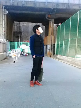 「BARNS（バーンズ）のアイテム（シューズ）」を使った、こっぺさん（メンズ・170cm）の冬コーディネート