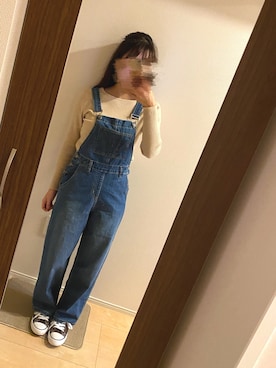 「chocomee（チョコミー）のアイテム（オールインワン・サロペット）」を使った、gumii22さん（レディース・148cm）の春コーディネート