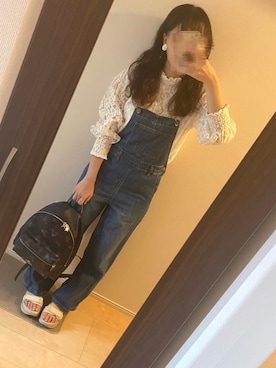 「chocomee（チョコミー）のアイテム（オールインワン・サロペット）」を使った、gumii22さん（レディース・148cm）の春コーディネート