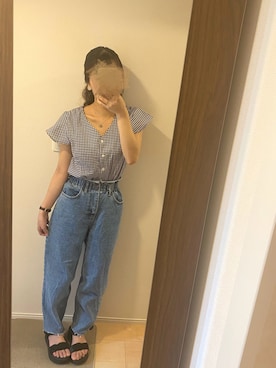 「chocomee（チョコミー）のアイテム（デニムパンツ）」を使った、gumii22さん（レディース・148cm）の夏コーディネート