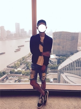 「アイテム（モカシン/デッキシューズ）」を使った、徐承修さん（メンズ・173cm）の春コーディネート