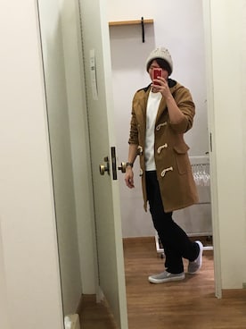 「アイテム（トレンチコート、ゴールド系）」を使った、にしでんさん（メンズ・175cm）の冬コーディネート