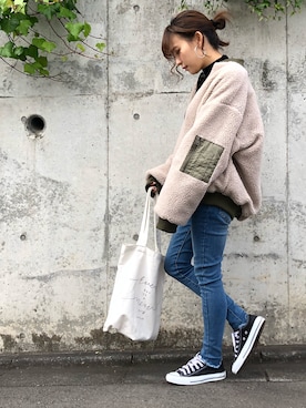 「2018マイベストコーデ」｜「アイテム（MA-1）」を使った、Rie_eさん（レディース・154cm）の冬コーディネート