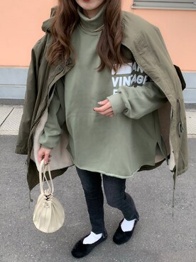 「アイテム（モッズコート、その他）」を使った、Rie_eさん（レディース・156cm）の冬コーディネート