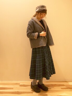 「裏ボア」｜「アイテム（その他アウター）」を使った、akane さん（レディース・160cm）の秋コーディネート