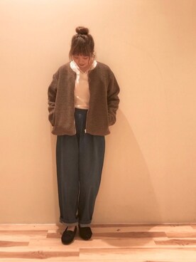 「Samansa Mos2 blue（サマンサモスモスブルー）のアイテム（モカシン/デッキシューズ）」を使った、akane さん（レディース・160cm）の秋コーディネート