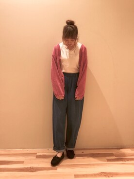 「袖ボリューム」｜「アイテム（モカシン/デッキシューズ）」を使った、akane さん（レディース・160cm）の秋コーディネート