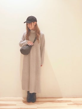 「Samansa Mos2 blue（サマンサモスモスブルー）のアイテム（キャップ）」を使った、akane さん（レディース・160cm）の冬コーディネート