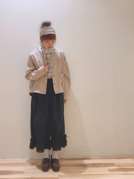 「Samansa Mos2（サマンサ モスモス）のアイテム（ノーカラージャケット）」を使った、akane さん（レディース・160cm）の冬コーディネート