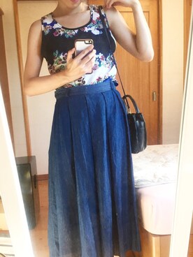 「アイテム（タンクトップ、ブルー系）」を使った、aiiさん（レディース・160cm）の夏コーディネート