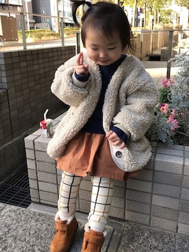 「お買い物」｜「アイテム（ジャケット/アウター）」を使った、Ri-❤︎さん（キッズ・90cm）の冬コーディネート