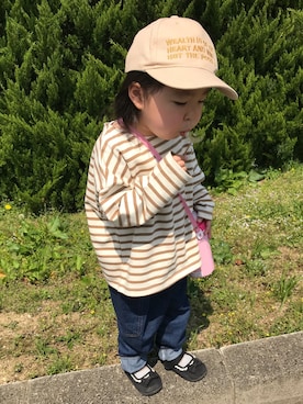 「キャップ女子」｜「アイテム（スリッポン）」を使った、Ri-❤︎さん（キッズ・90cm）の春コーディネート