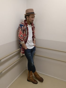 「アイテム（ブーツ）」を使った、Taka4さん（メンズ・188cm）の冬コーディネート