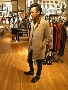 「アイテム（デニムパンツ）」を使った、Taka4さん（メンズ・188cm）の冬コーディネート