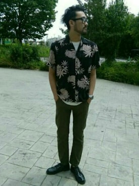 「アイテム（ドレスシューズ）」を使った、Taka4さん（メンズ・188cm）の夏コーディネート