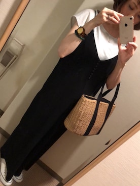 「ADAM ET ROPE'（アダムエロペ）のアイテム（サロペット/オーバーオール）」を使った、marieeechan♯さん（レディース・161cm）の夏コーディネート