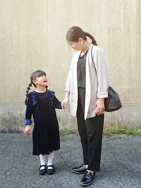 「GUコーデ」｜「アイテム（ノーカラージャケット）」を使った、FU-RINさん（レディース・158cm）の春コーディネート