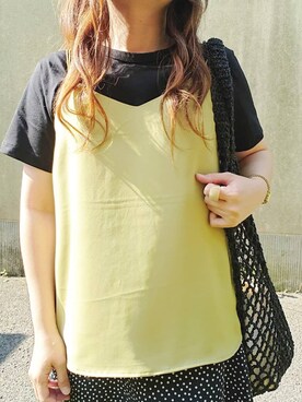 「ピスタチオ」｜「アイテム（キャミソール）」を使った、FU-RINさん（レディース・158cm）の春コーディネート