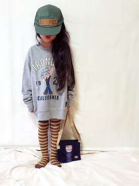 「LEGURUS STANDARD（レグルススタンダード）のアイテム（キャップ）」を使った、▹▸gagagiさん（キッズ・110cm）の秋コーディネート