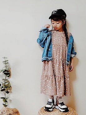 「Right-on（ライトオン）のアイテム（デニムジャケット）」を使った、▹▸gagagiさん（キッズ・110cm）の春コーディネート