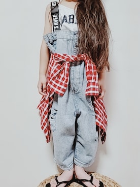 「ROXY（ロキシー）のアイテム（ビーチサンダル）」を使った、▹▸gagagiさん（キッズ・110cm）の夏コーディネート